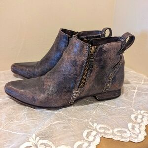 Bed Stu Distressed Black Ankle Booties